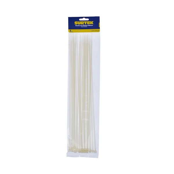 Surtek Cable Tie, 14-15/32 in L, White, Plastic, 50 lb Strength 114214 - main